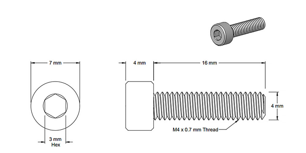 (5 Pack) M4x16mm Silver Socket Screw