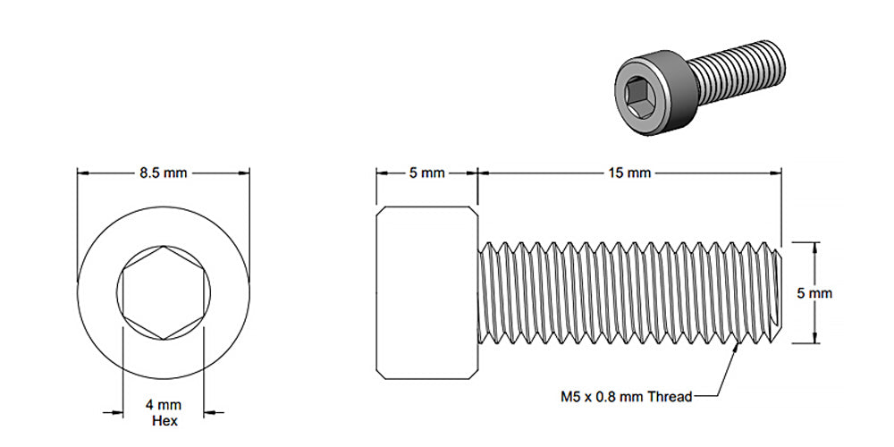 5 Pack) M5x15mm Black Socket Screw - VORO MOTORS